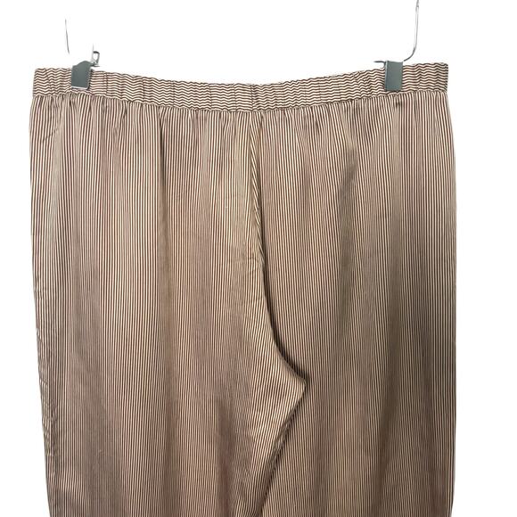 Eileen Fisher Women’s Silk Wide Leg Crop Pants Brown Stripe Petite Large - Picture 5 of 15